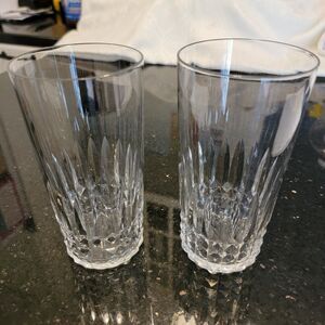 VTG Baccarat France Piccadilly Highball Glass Pair 2 Discontinued 10 Oz Signed